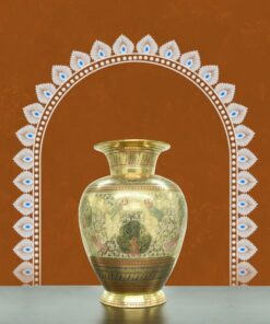 Handcrafted Brass Meenakari Vase with Peacock Design | Royal Rajasthani Engraved Flower Pot for Home Decor, Vastu, Living Room Accent & Luxury Ethnic Gifting