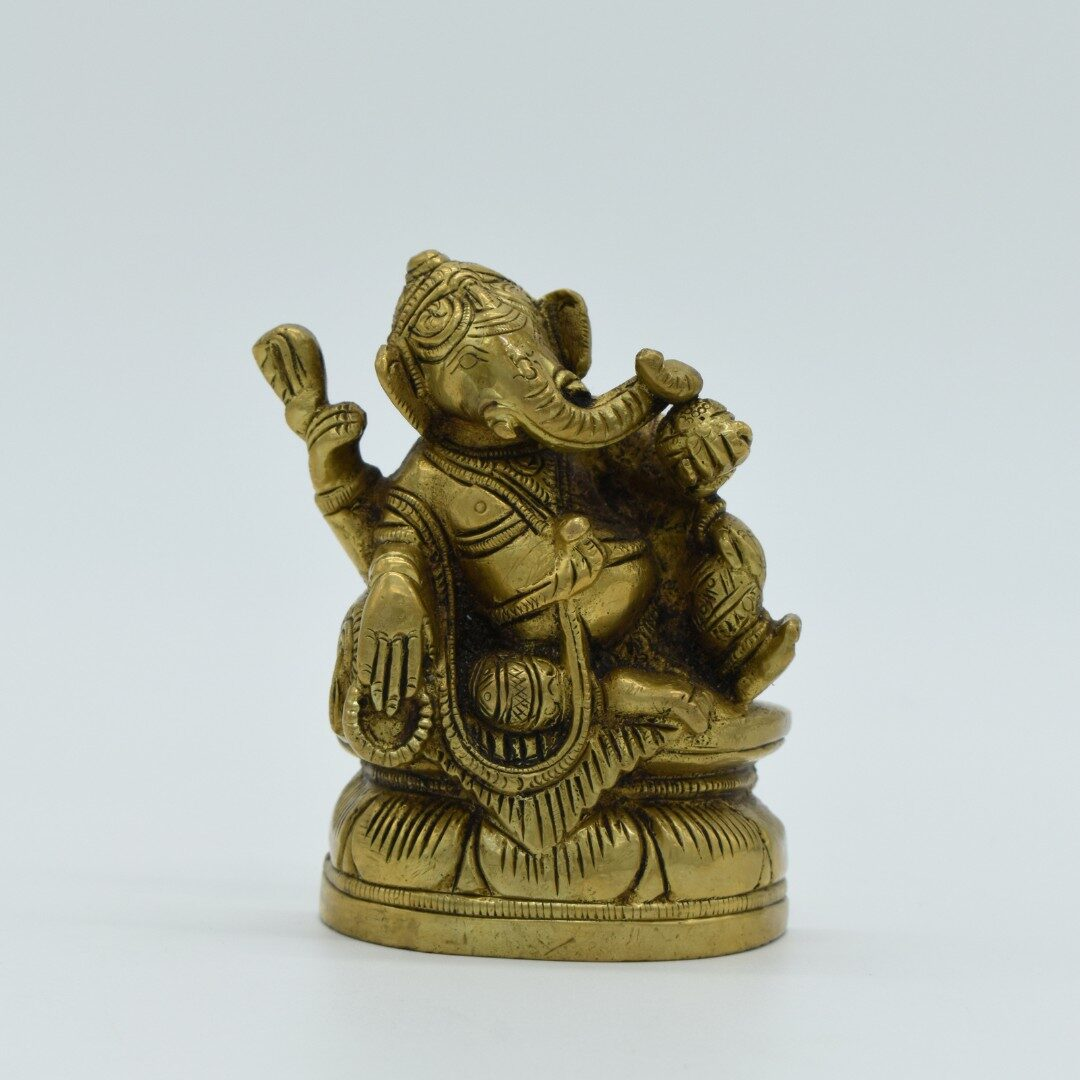 Handcrafted Brass Reclining Ganesha Idol | Vastu Relaxing Ganpati Murti for Home Temple, Office Desk, Good Luck, Obstacle Removal, Diwali & Business Gift - Image 3