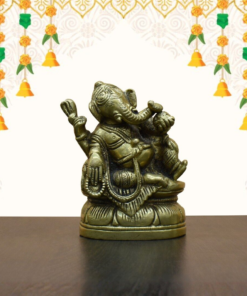 Handcrafted Brass Reclining Ganesha Idol | Vastu Relaxing Ganpati Murti for Home Temple, Office Desk, Good Luck, Obstacle Removal, Diwali & Business Gift