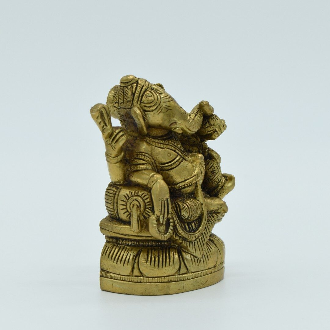 Handcrafted Brass Reclining Ganesha Idol | Vastu Relaxing Ganpati Murti for Home Temple, Office Desk, Good Luck, Obstacle Removal, Diwali & Business Gift - Image 2