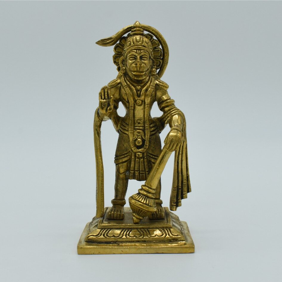 Handcrafted Brass Standing Hanuman Idol with Gada | Vastu Bajrangbali Murti for Home Temple, Protection, Courage, Strength, Tuesday Puja & Spiritual Gifting - Image 2