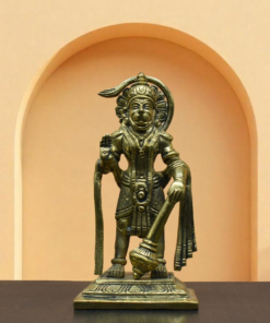 Handcrafted Brass Standing Hanuman Idol with Gada | Vastu Bajrangbali Murti for Home Temple, Protection, Courage, Strength, Tuesday Puja & Spiritual Gifting