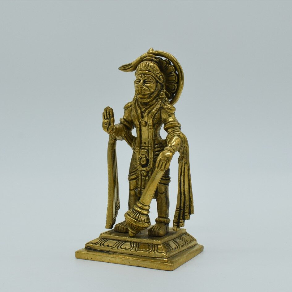 Handcrafted Brass Standing Hanuman Idol with Gada | Vastu Bajrangbali Murti for Home Temple, Protection, Courage, Strength, Tuesday Puja & Spiritual Gifting - Image 3