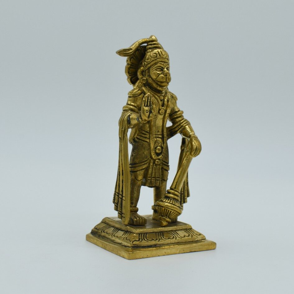 Handcrafted Brass Standing Hanuman Idol with Gada | Vastu Bajrangbali Murti for Home Temple, Protection, Courage, Strength, Tuesday Puja & Spiritual Gifting - Image 4
