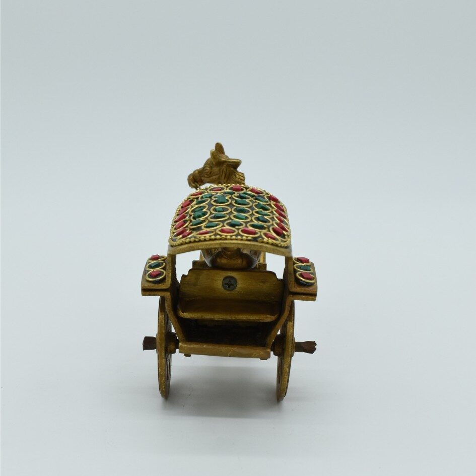 Brass Horse Cart Showpiece with Stone Work | Animal Cart | Cart Sculpture | for Home, Office | Animal Figurines | Decorative Cart Gift Showpiece - Image 3
