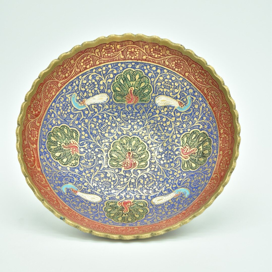 Handcrafted Brass Meenakari Peacock Pedestal Bowl | Royal Blue Enamel Urli for Vastu Living Room Decor, Table Centerpiece, Floating Flowers, Diwali & Luxury Gifting - Image 3