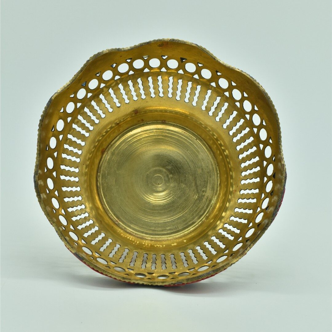 Handcrafted Brass Stone Work Fruit Bowl Urli with Meenakari | Vastu Royal Decor Centerpiece for Dining Table, Festive Gifting, Diwali, Wedding & Luxury Home - Image 2