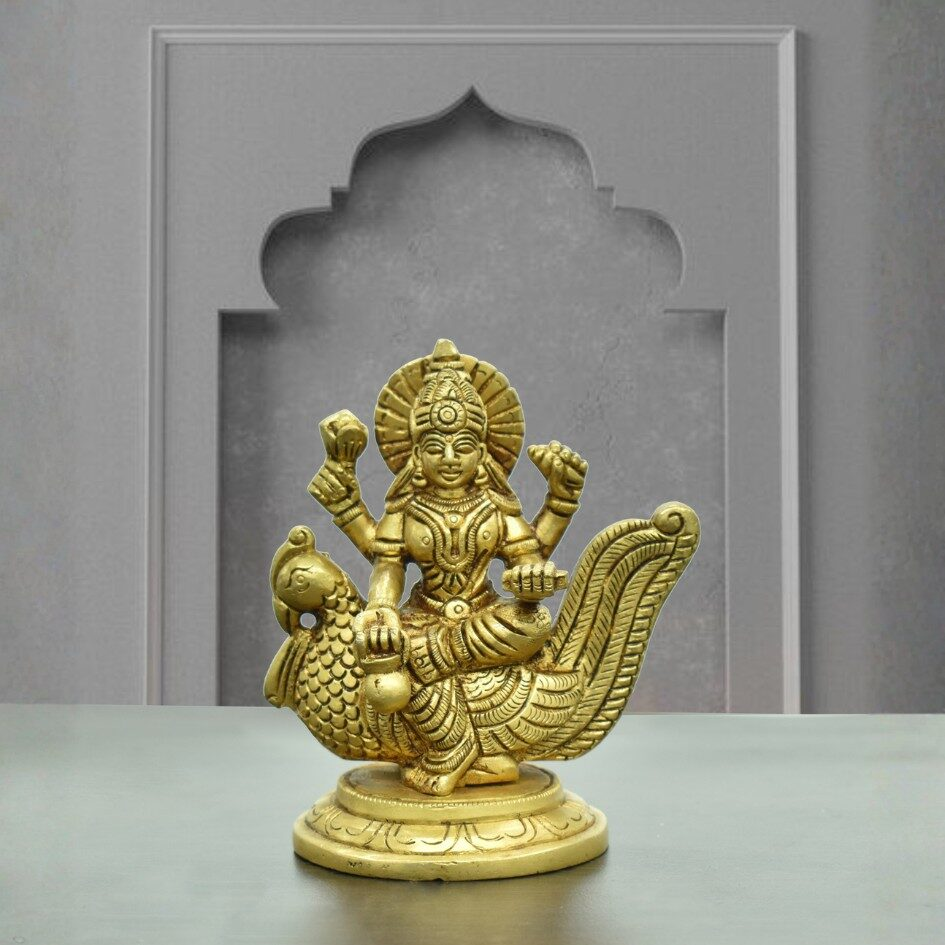 Handcrafted Brass Saraswati Idol on Swan | Vastu Goddess of Wisdom & Arts Murti for Home Temple, Study Room, Basant Panchami Puja & Academic Gifting
