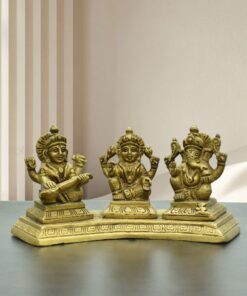 Prosperity & Wisdom Brass Set – Ganesh Lakshmi Saraswati