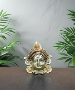 Brass Goddess Durga Face Mask | Durga Ji Wall Hanging | Durga Face Showpiece | Ma Durga | For Home, Office, Puja | Religious Figurines | Decorative Murti Gift