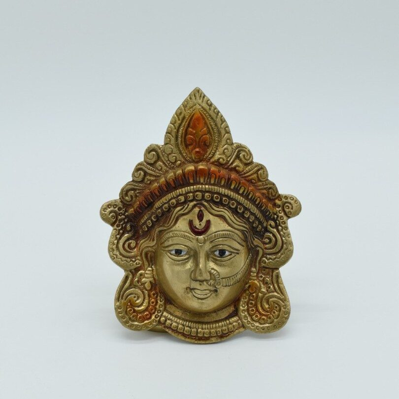 Brass Goddess Durga Face Mask | Durga Ji Wall Hanging | Durga Face Showpiece | Ma Durga | For Home, Office, Puja | Religious Figurines | Decorative Murti Gift - Image 3