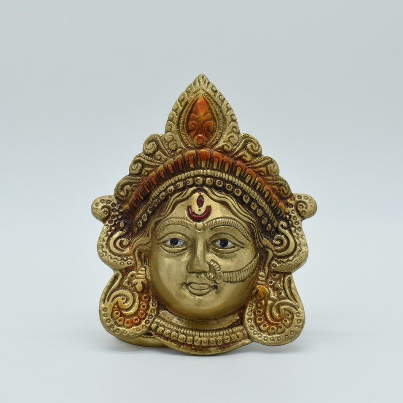 Brass Goddess Durga Face Mask | Durga Ji Wall Hanging | Durga Face Showpiece | Ma Durga | For Home, Office, Puja | Religious Figurines | Decorative Murti Gift - Image 4