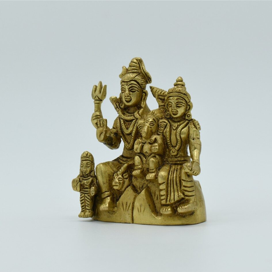 Lord Shiv Pariwar Brass Idol | Shiv Parvati Ji Metal Statue | Shiv Family Sculpture | for Home, Office, Puja | Religious Figurines | Decorative Murti Gift Showpiece - Image 2