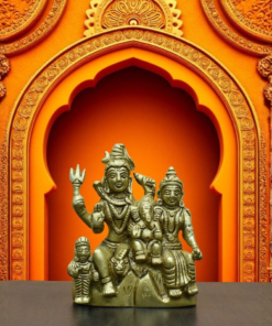 Lord Shiv Pariwar Brass Idol | Shiv Parvati Ji Metal Statue | Shiv Family Sculpture | for Home, Office, Puja | Religious Figurines | Decorative Murti Gift Showpiece