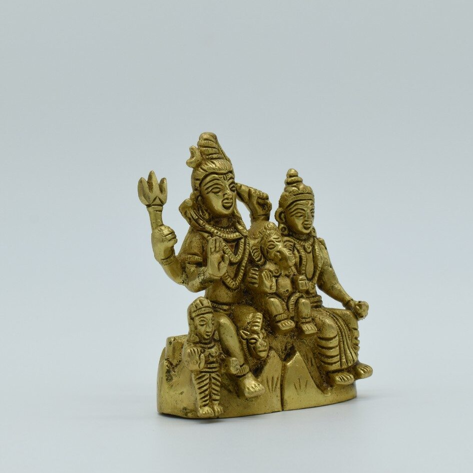 Lord Shiv Pariwar Brass Idol | Shiv Parvati Ji Metal Statue | Shiv Family Sculpture | for Home, Office, Puja | Religious Figurines | Decorative Murti Gift Showpiece - Image 3