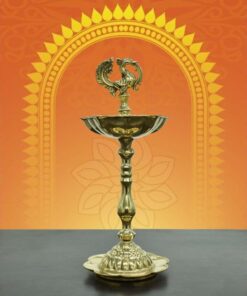 Handcrafted Brass Peacock Samai Oil Lamp Diya | Traditional South Indian Kuthu Vilakku for Home Temple, Vastu Pooja, Diwali, Daily Aarti & Festive Decor