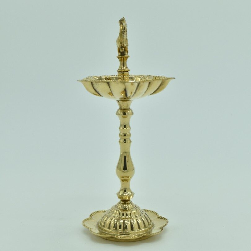 Handcrafted Brass Peacock Samai Oil Lamp Diya | Traditional South Indian Kuthu Vilakku for Home Temple, Vastu Pooja, Diwali, Daily Aarti & Festive Decor - Image 2