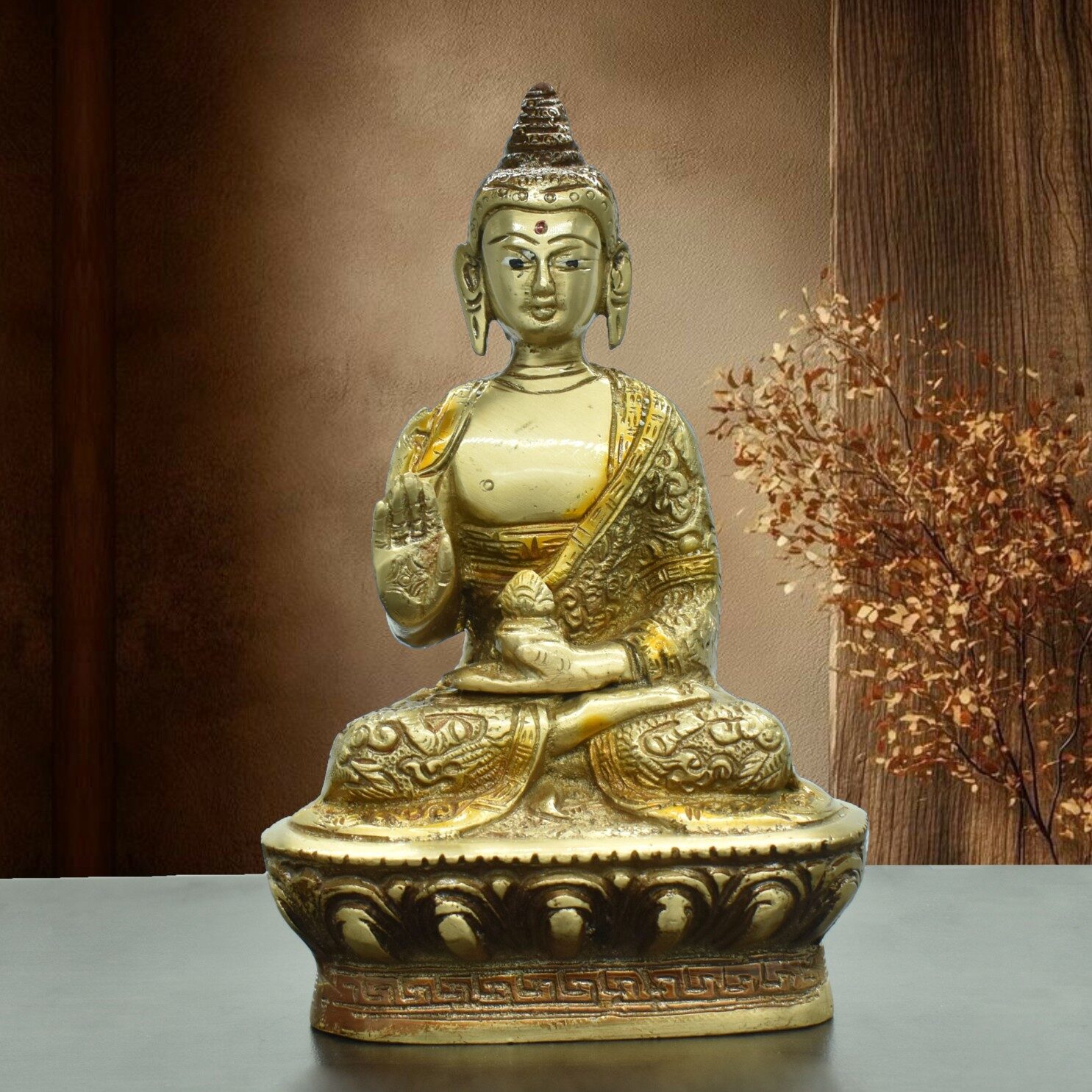Meditating Buddha Ji Brass Idol | Buddh Ji Metal Statue | Lord Budhha Sculpture | for Home, Office, Puja | Religious Figurines | Decorative Murti Gift Showpiece