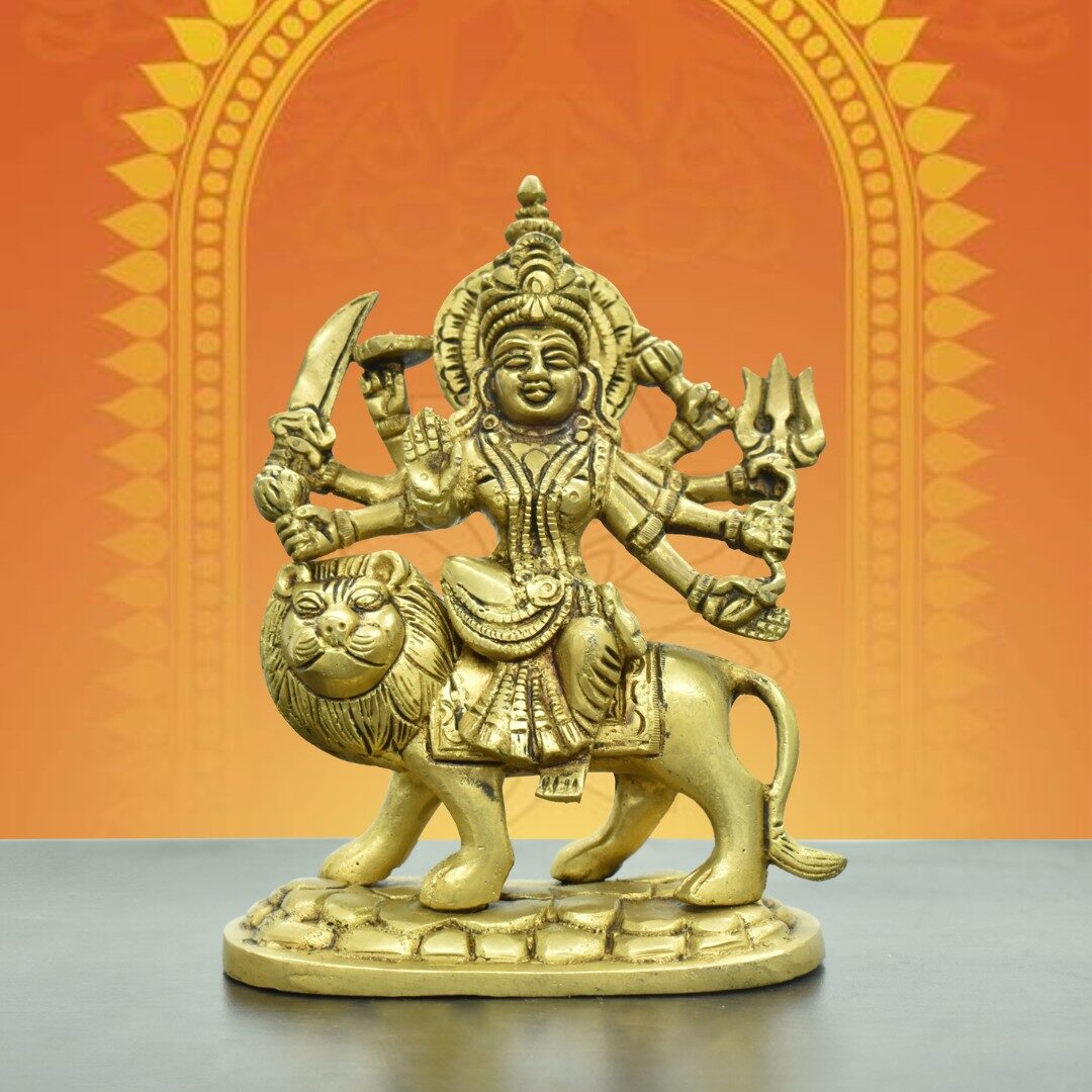 Maa Durga Ji Brass Idol | Durga Ji Metal Statue | Goddess Durga Sculpture | for Home, Office, Puja | Religious Figurines | Decorative Murti Gift Showpiece