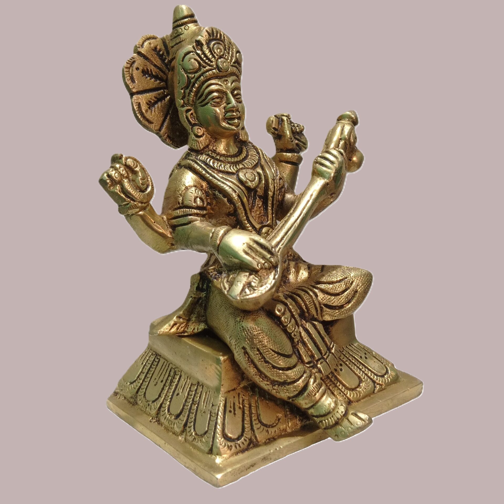 Timeless Saraswati Brass Figurine - Image 3