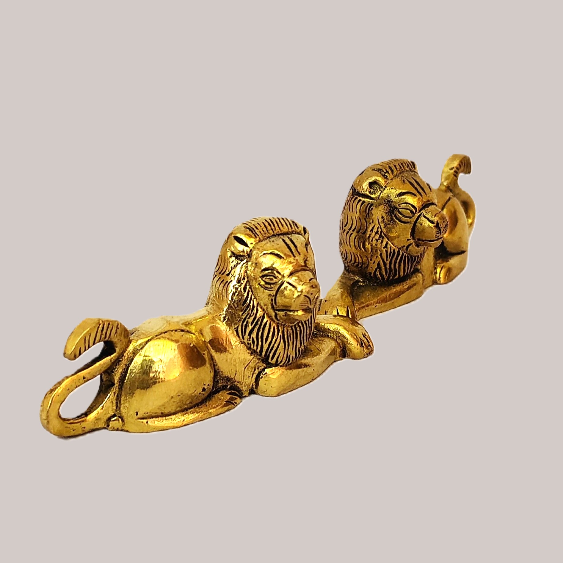 Handcrafted Brass Lion Pair Showpiece Set of 2 | Vastu Guardian Lion Statues for Protection, Courage, Authority, Main Door, Office Desk & Royal Home Decor - Image 2