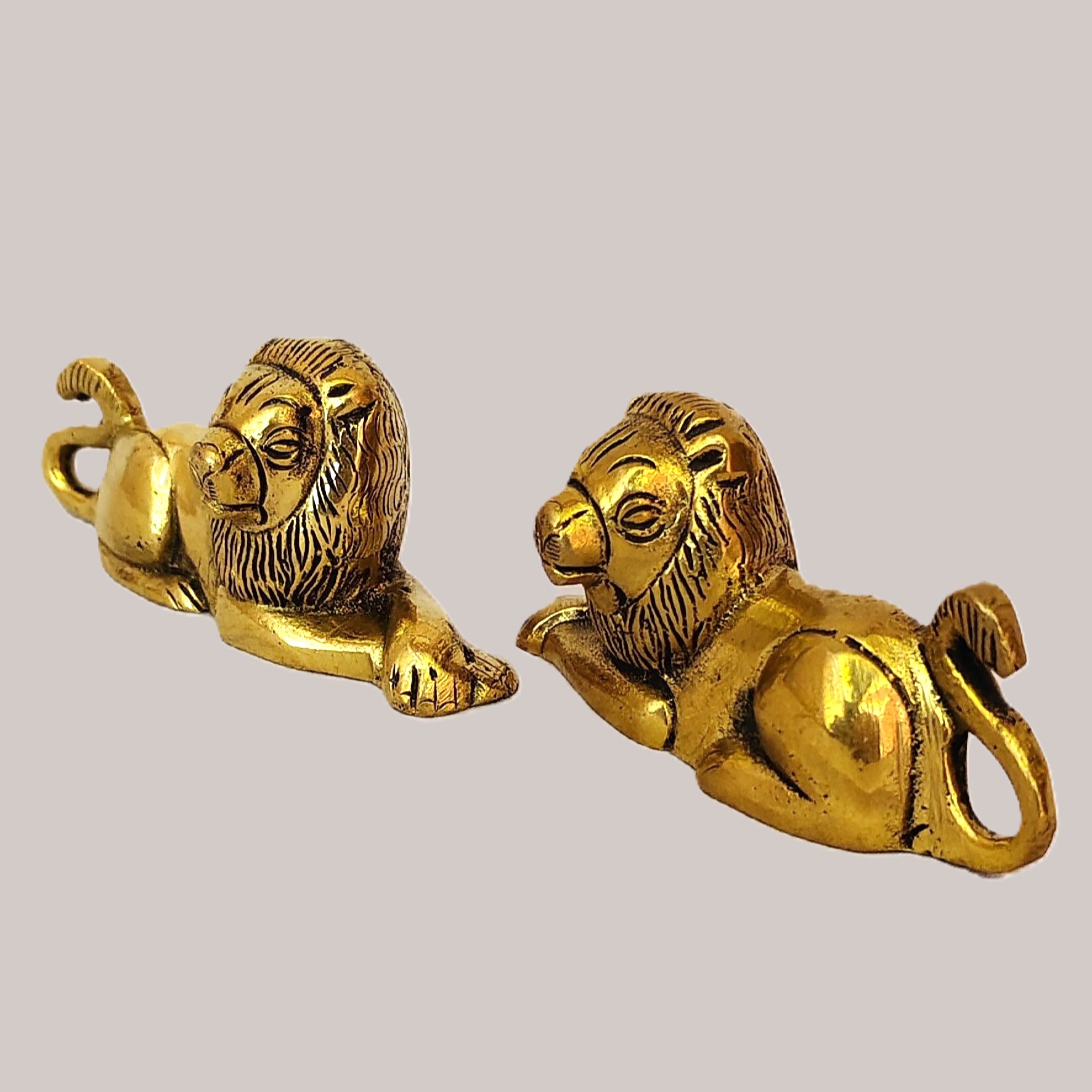 Handcrafted Brass Lion Pair Showpiece Set of 2 | Vastu Guardian Lion Statues for Protection, Courage, Authority, Main Door, Office Desk & Royal Home Decor - Image 3