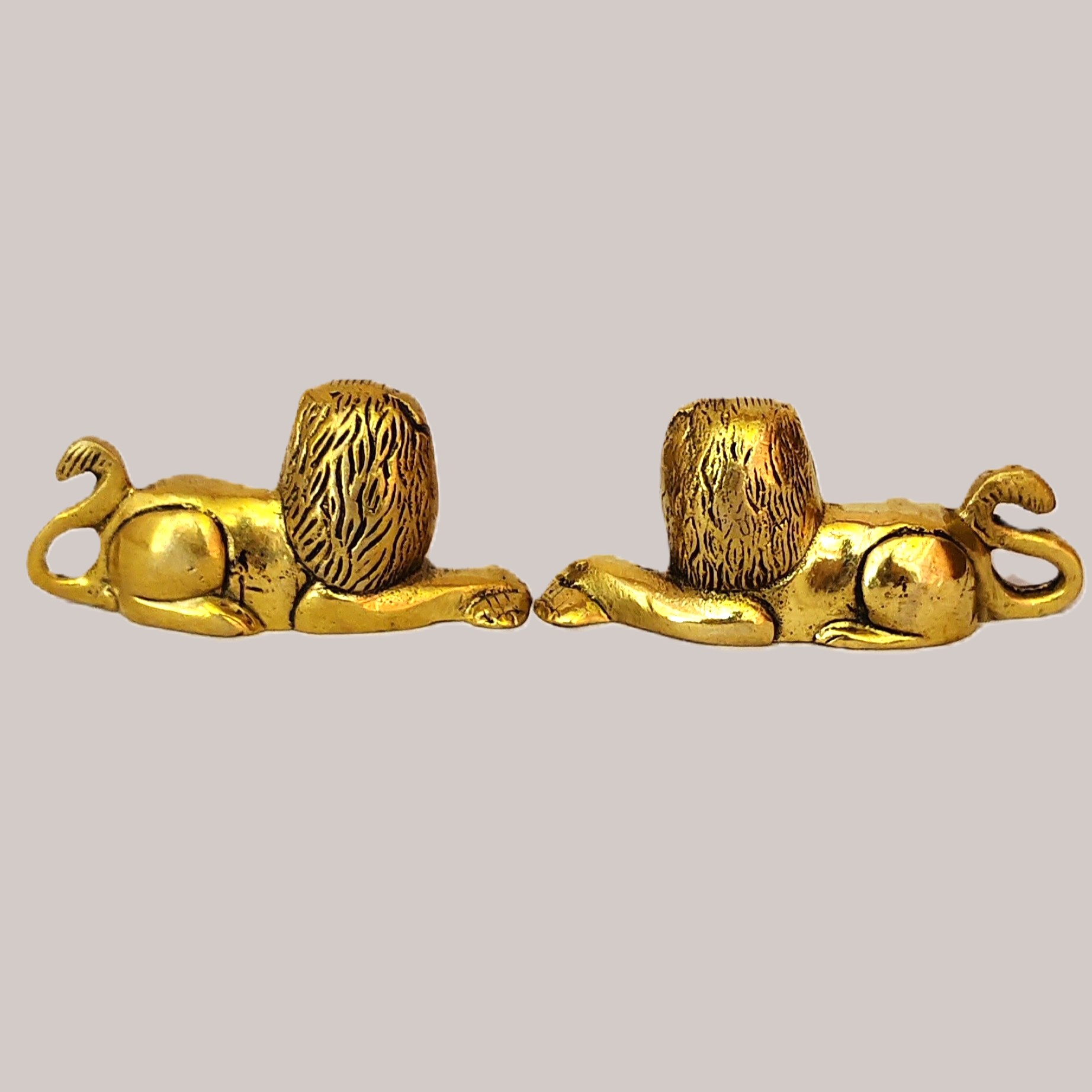 Handcrafted Brass Lion Pair Showpiece Set of 2 | Vastu Guardian Lion Statues for Protection, Courage, Authority, Main Door, Office Desk & Royal Home Decor - Image 4