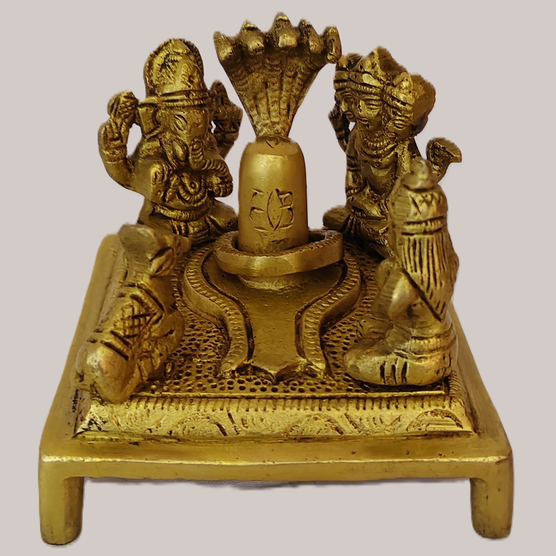 Handcrafted Small Brass Shiv Parivar Idol with Shivling, Ganesha, Parvati, Kartikeya & Nandi | Vastu Shiv Family Murti for Home Temple & Mahashivratri - Image 2