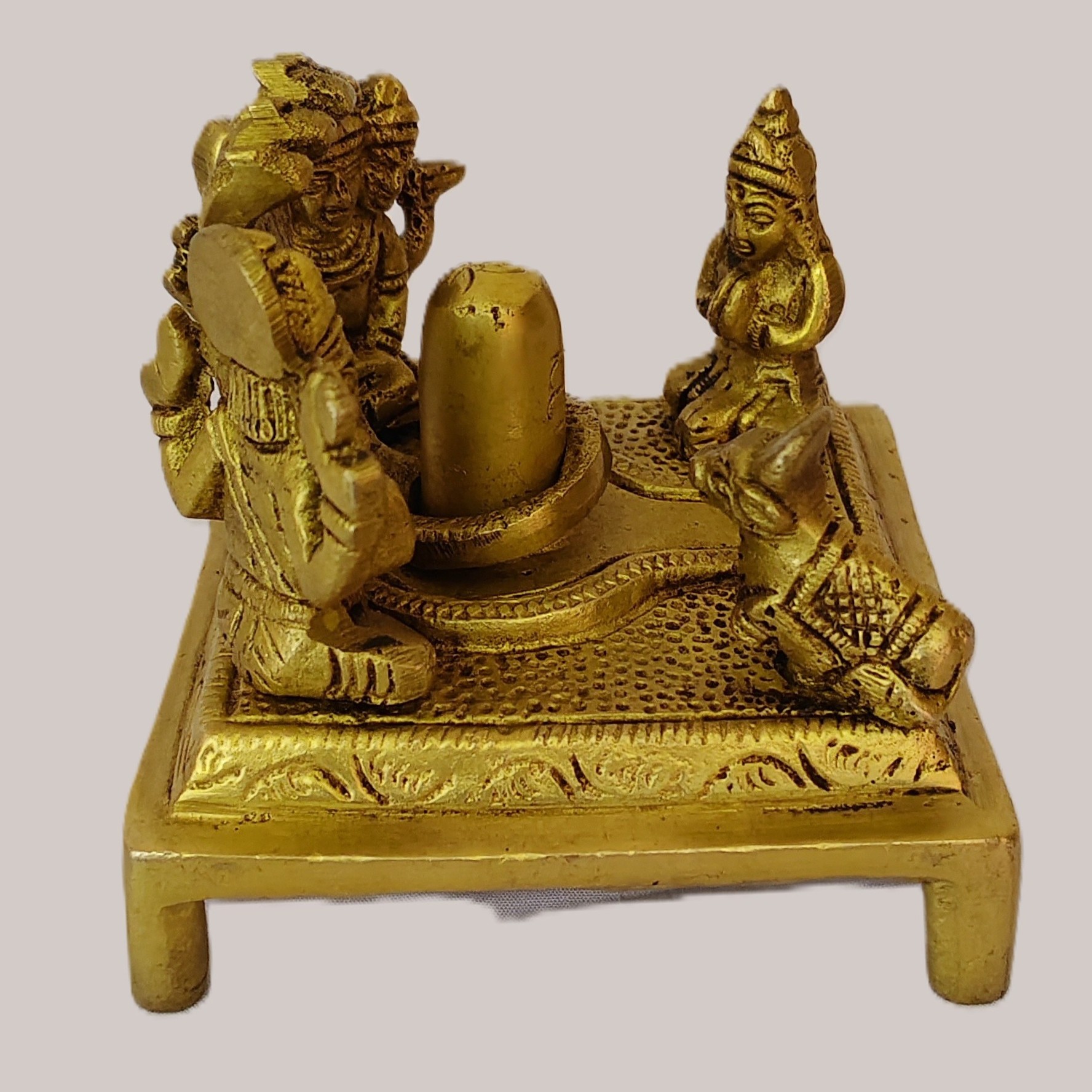Handcrafted Small Brass Shiv Parivar Idol with Shivling, Ganesha, Parvati, Kartikeya & Nandi | Vastu Shiv Family Murti for Home Temple & Mahashivratri - Image 3