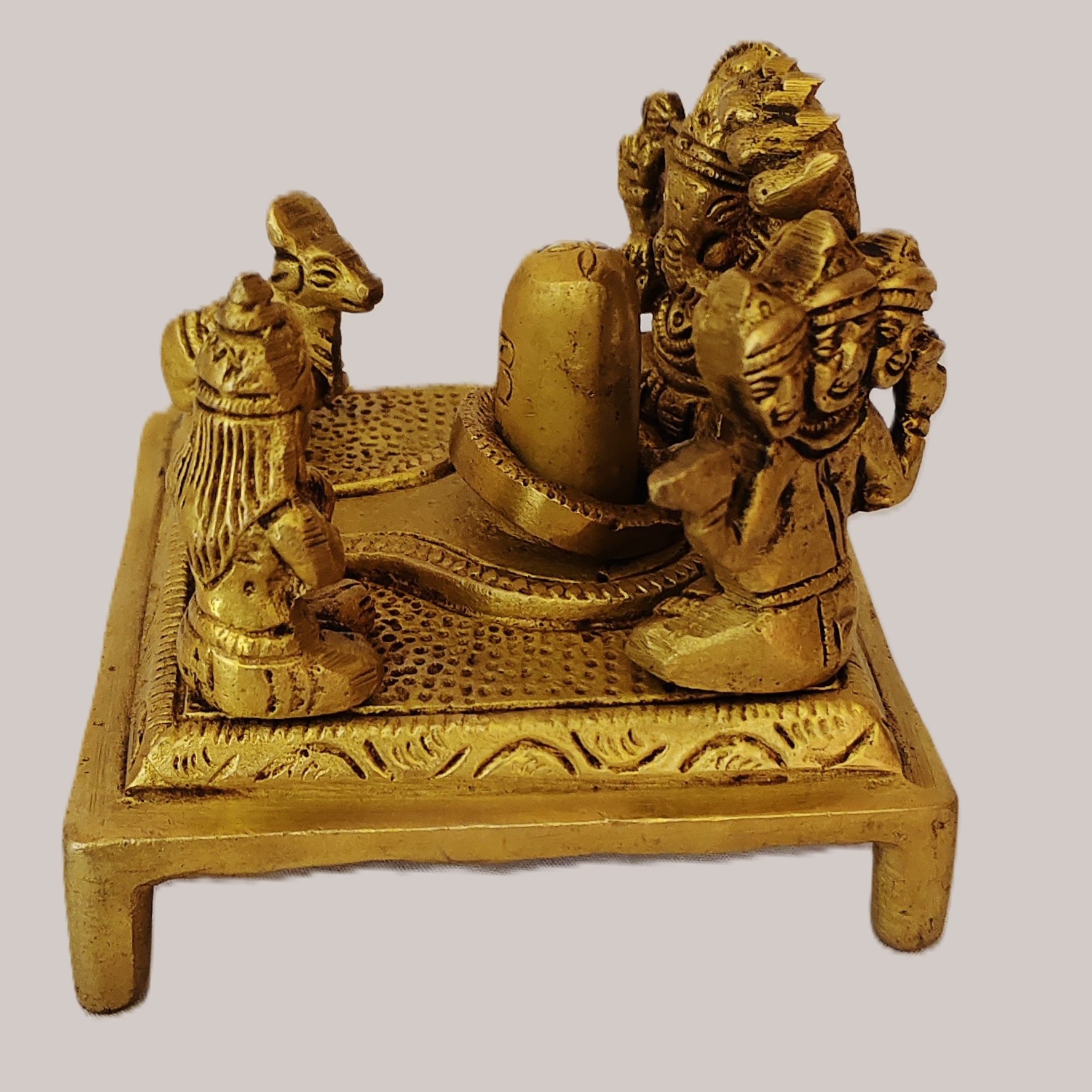 Handcrafted Small Brass Shiv Parivar Idol with Shivling, Ganesha, Parvati, Kartikeya & Nandi | Vastu Shiv Family Murti for Home Temple & Mahashivratri - Image 5
