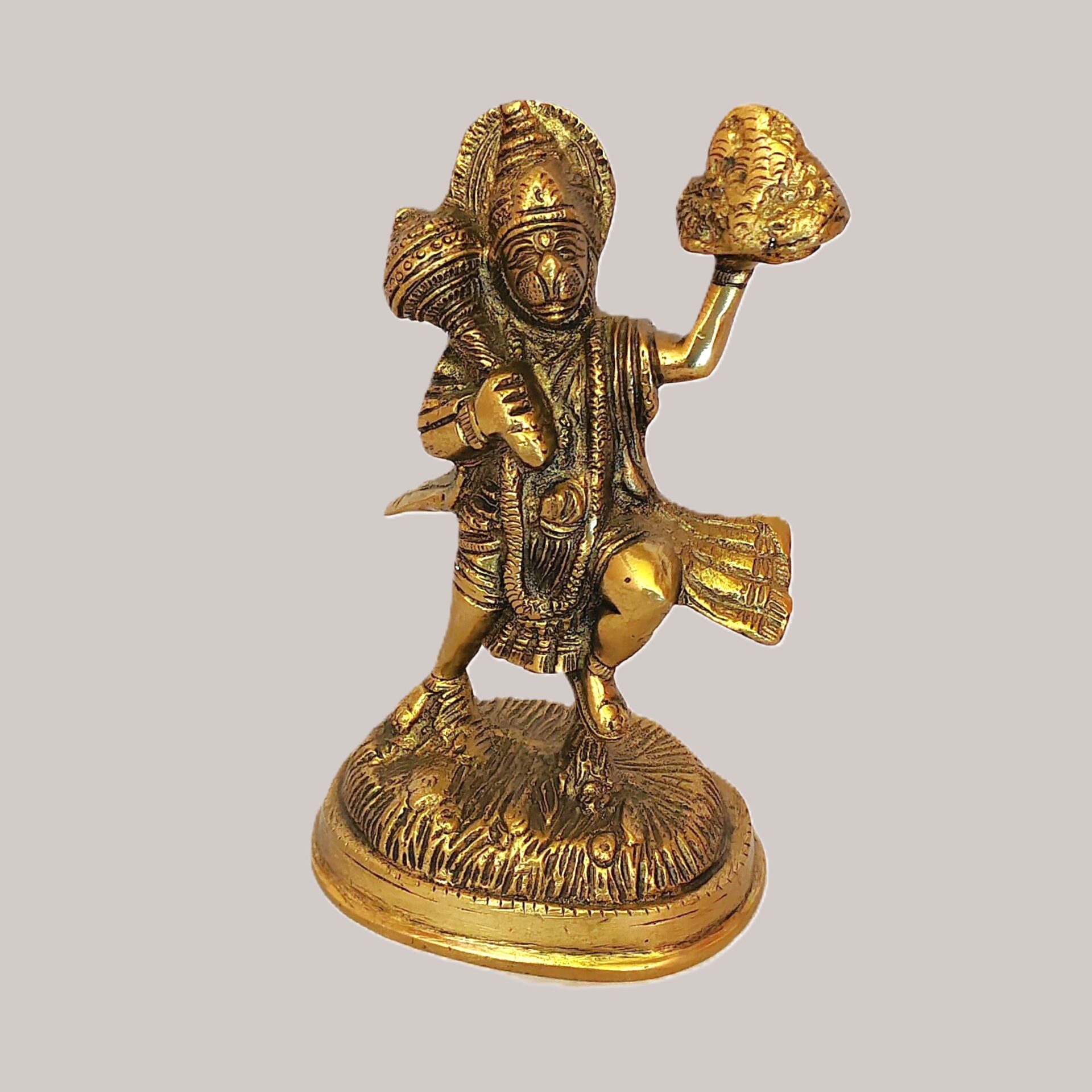 Hanuman Ji Carrying Sanjeevani Parvat Brass Idol | Antique Murti | Hindu God Statue for Puja Room, Home Décor & Gifting - Image 2