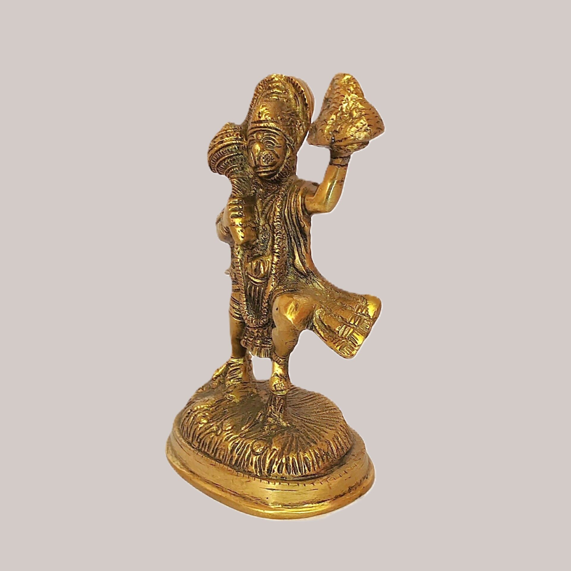Hanuman Ji Carrying Sanjeevani Parvat Brass Idol | Antique Murti | Hindu God Statue for Puja Room, Home Décor & Gifting - Image 5