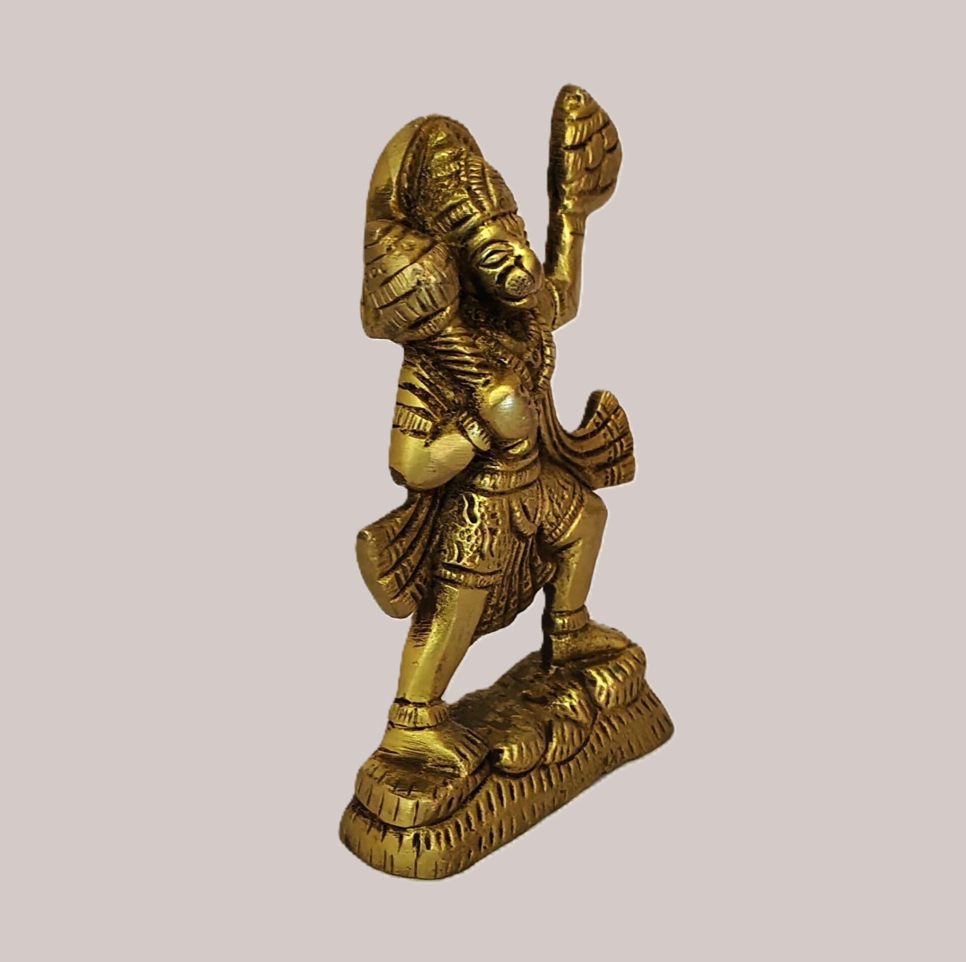 Lord Hanuman Lifting Mountain Brass Statue | Religious Murti for Temple, Office & Spiritual Décor - Image 3