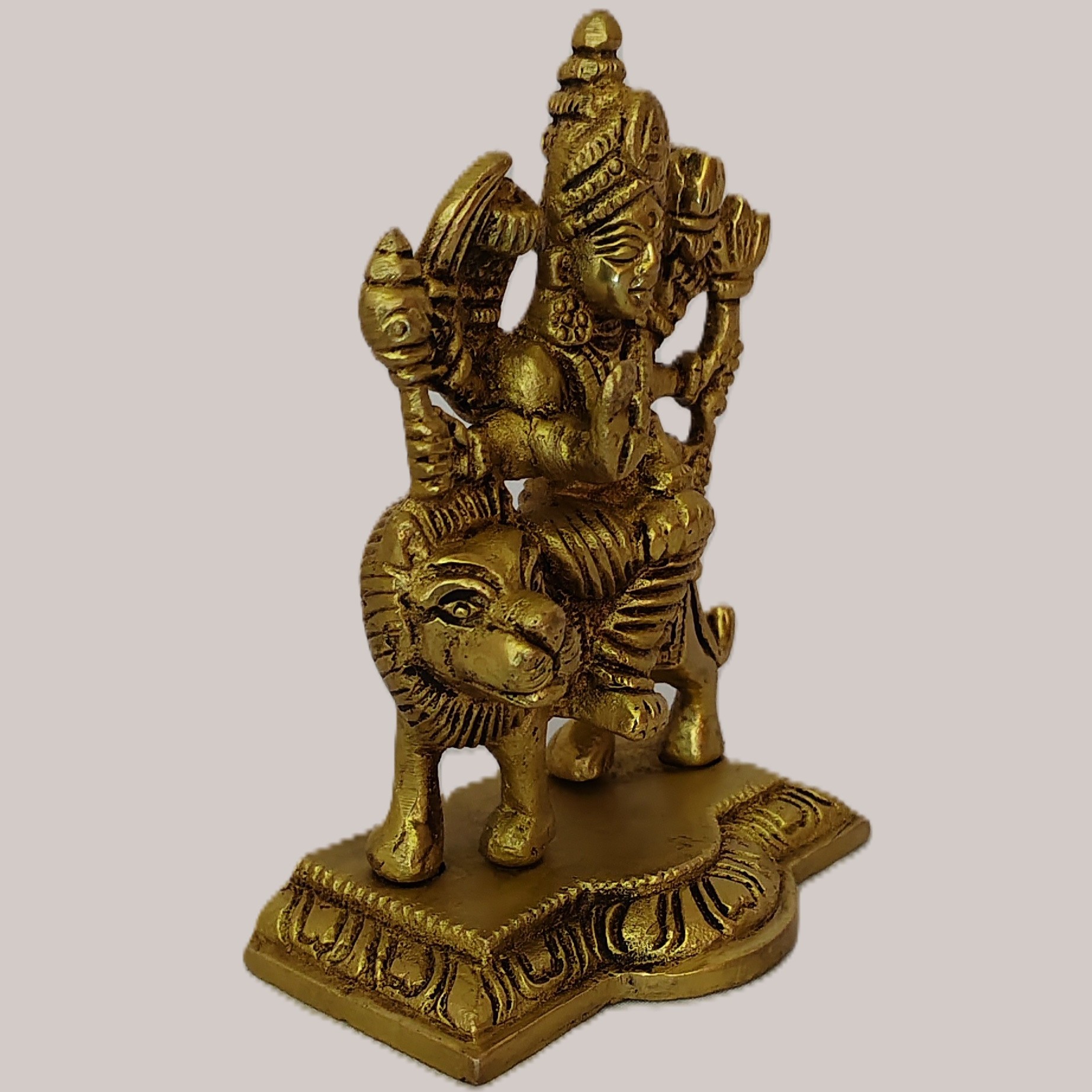 Handcrafted Brass Durga Maa Idol on Lion | Vastu Mahishasuramardini Ashtabhuja Devi Statue for Protection, Strength, Home Temple, Navratri Puja & Shakti Worship - Image 3