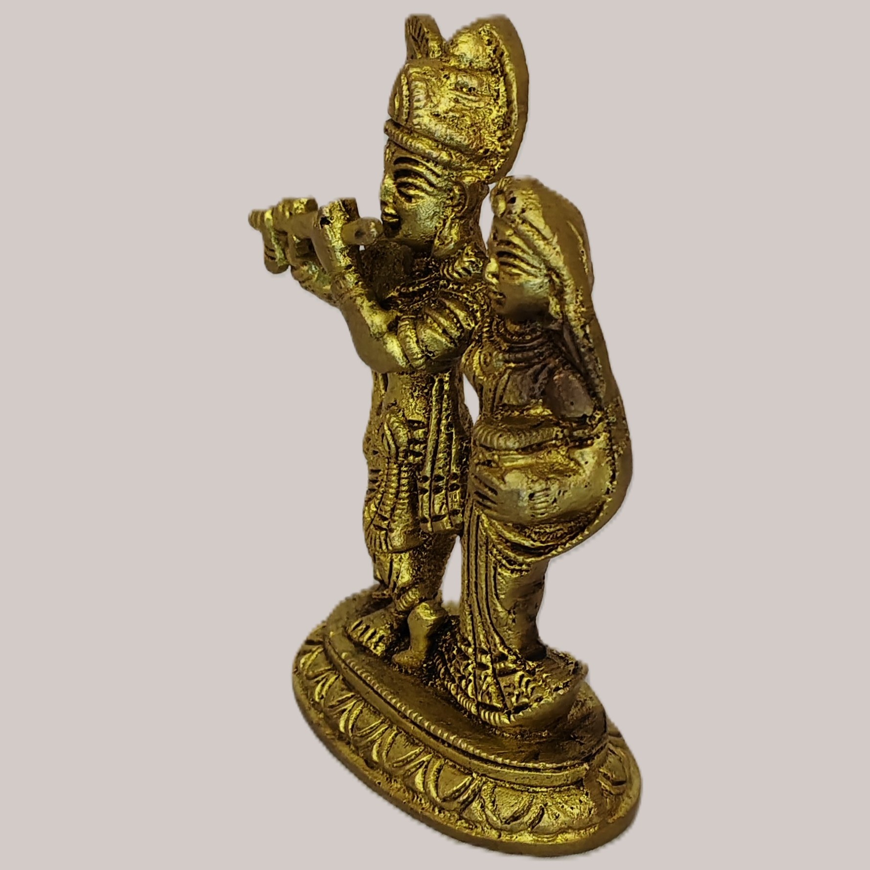Handcrafted Small Brass Radha Krishna Idol | Vastu Divine Love Couple Murti for Car Dashboard, Home Temple, Marriage Harmony, Janmashtami Decor & Wedding Gift - Image 2
