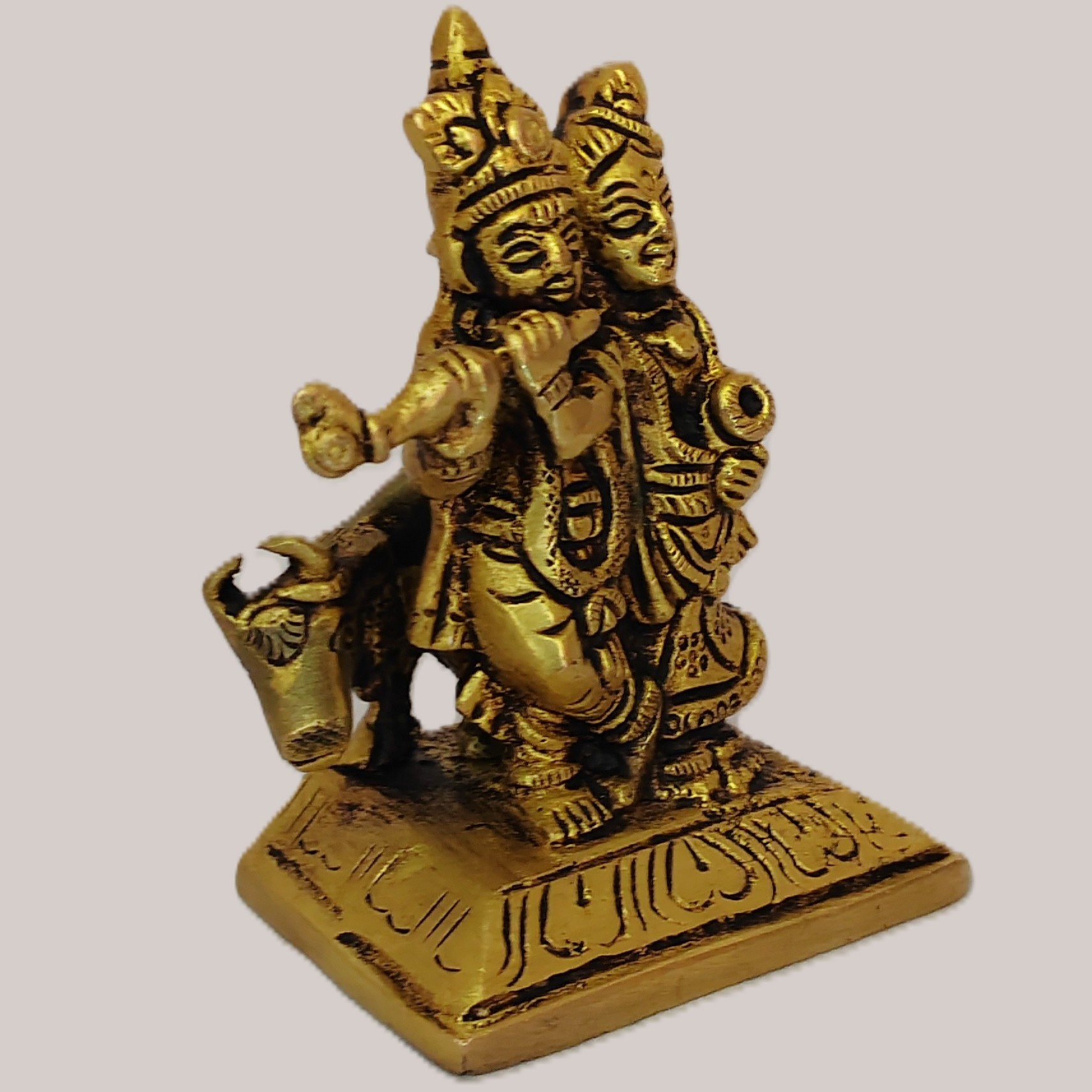 Handcrafted Brass Radha Krishna Idol – Flute Playing Krishna with Radha Statue for Home Décor, Pooja, Gift & Spiritual Decoration - Image 3