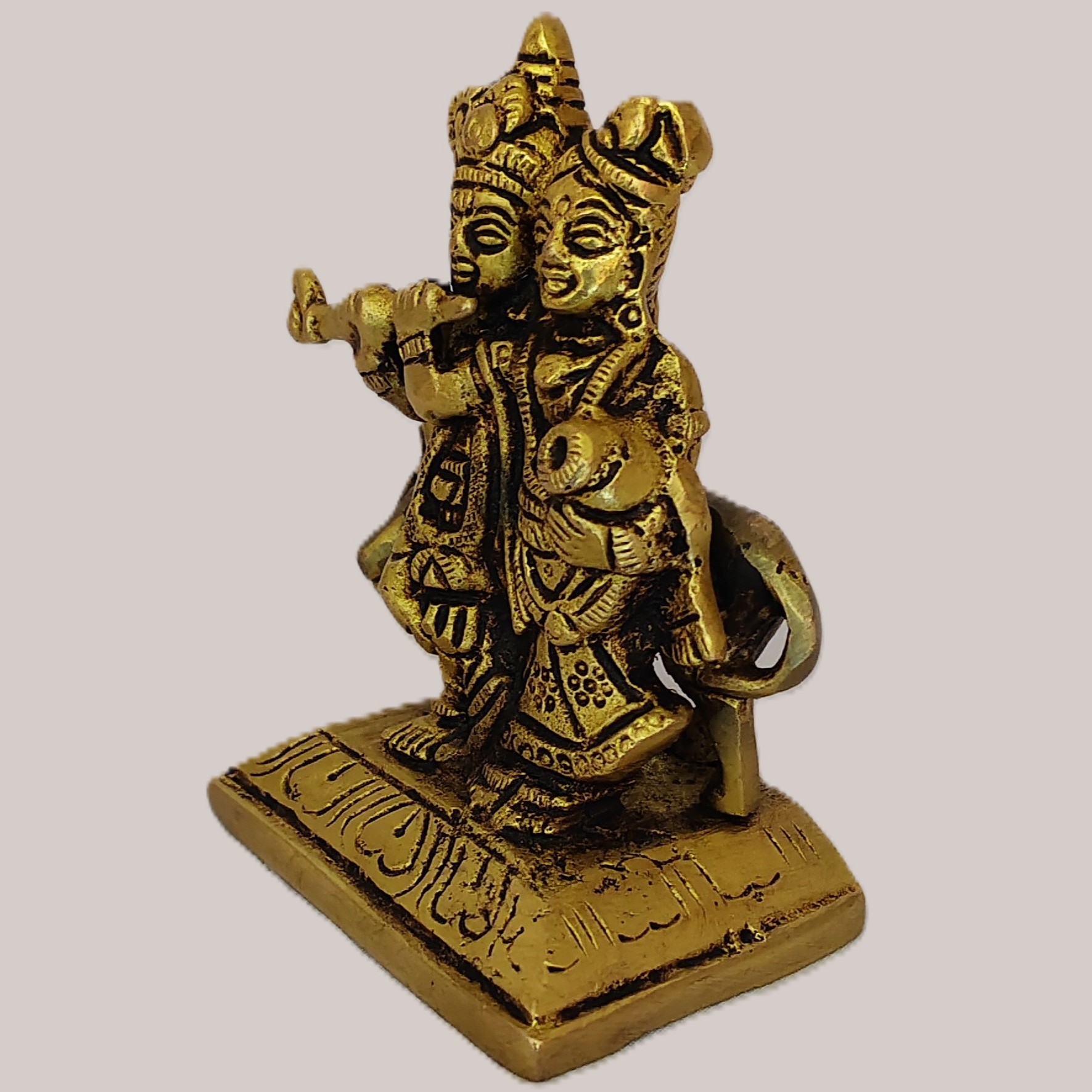 Handcrafted Brass Radha Krishna Idol – Flute Playing Krishna with Radha Statue for Home Décor, Pooja, Gift & Spiritual Decoration - Image 4