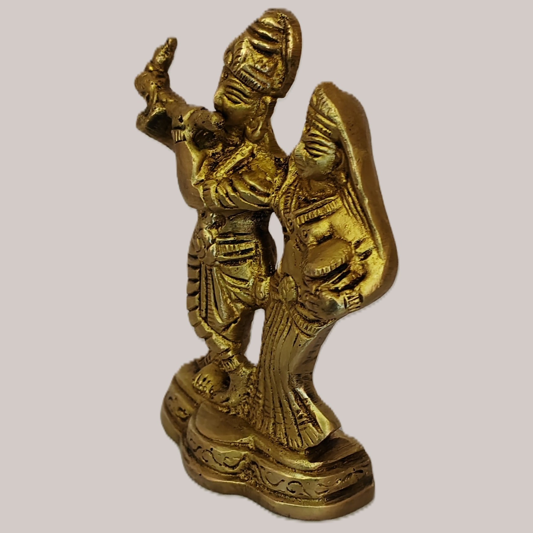 Handcrafted Brass Radha Krishna Idol – Compact Krishna Playing Flute with Radha Murti for Home Décor, Pooja Room, Gift & Spiritual Decoration - Image 4