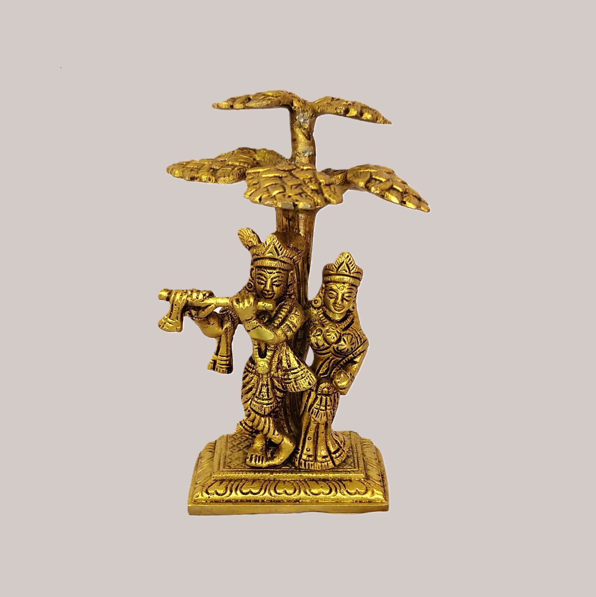 Handcrafted Brass Radha Krishna Idol Under Kadamba Tree | Vastu Divine Love Couple Statue for Home Temple, Relationship Harmony, Marriage Blessings & Wedding Gifting - Image 5