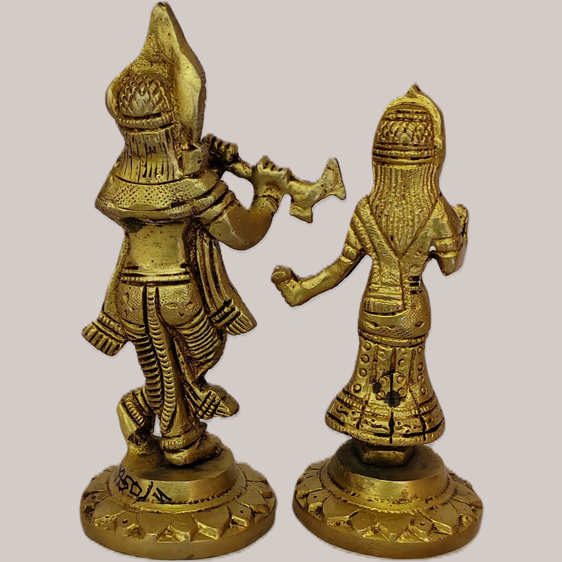Radha Krishna Brass Idol Set | Radha Krishna Metal Statue | Gold Finish | Krishna Sculpture | for Home, Office, Puja | Religious Figurines | Decorative Murti Gift Showpiece - Image 4