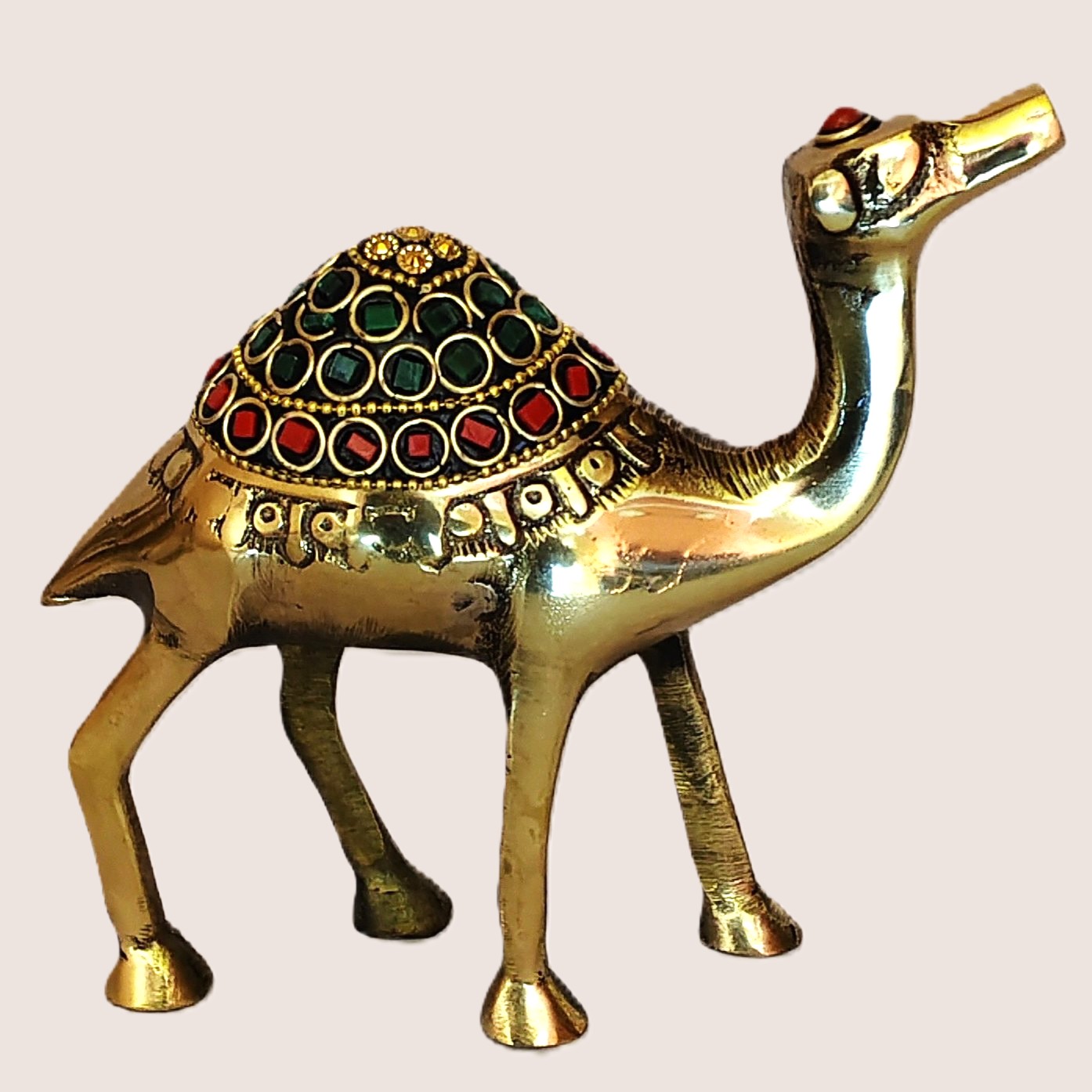 Handcrafted Brass Camel Showpiece with Meenakari Stone Work | Rajasthani Desert Camel Figurine for Home Decor, Shelf Accent, Vastu Travel Luck & Ethnic Gifting - Image 4