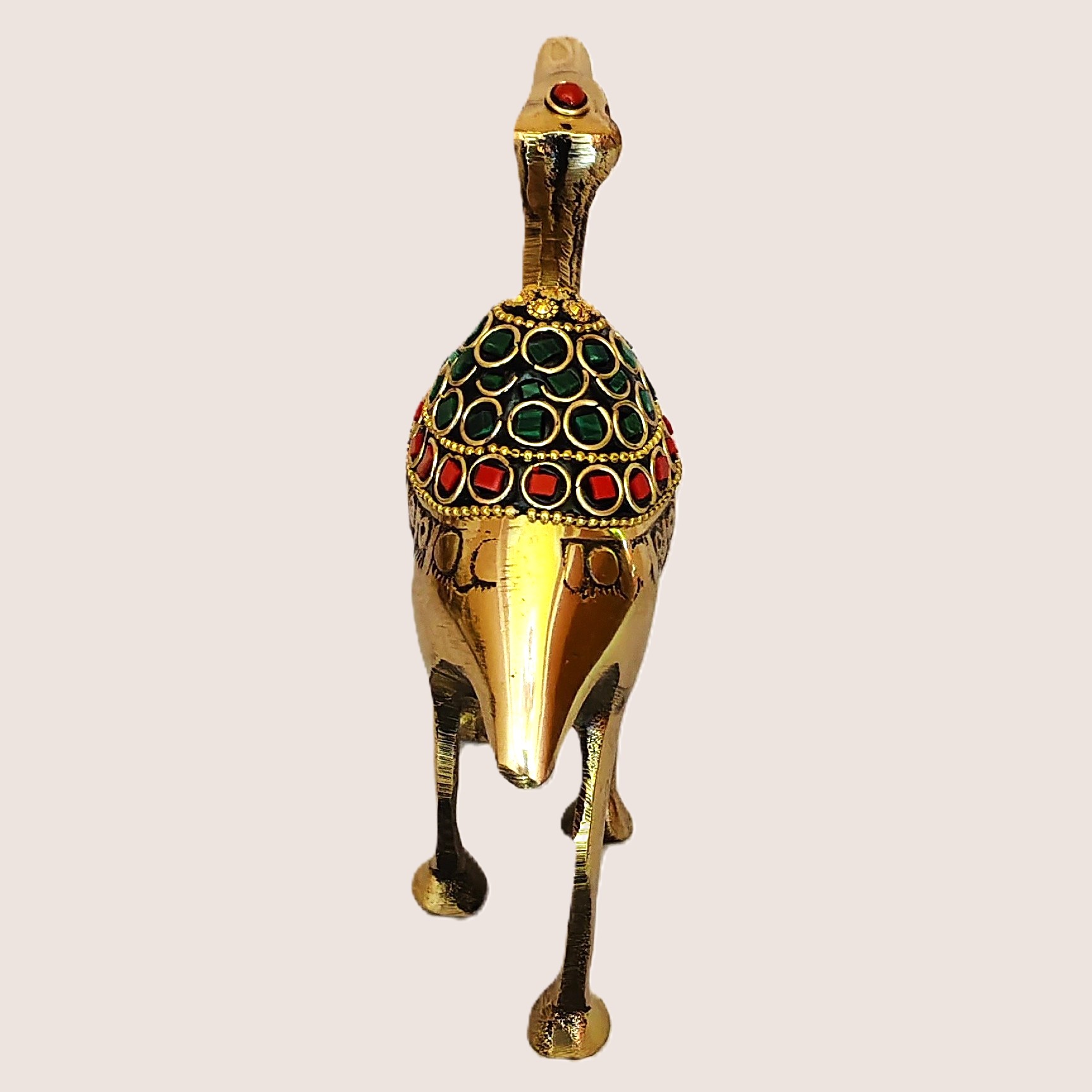 Handcrafted Brass Camel Showpiece with Meenakari Stone Work | Rajasthani Desert Camel Figurine for Home Decor, Shelf Accent, Vastu Travel Luck & Ethnic Gifting - Image 5