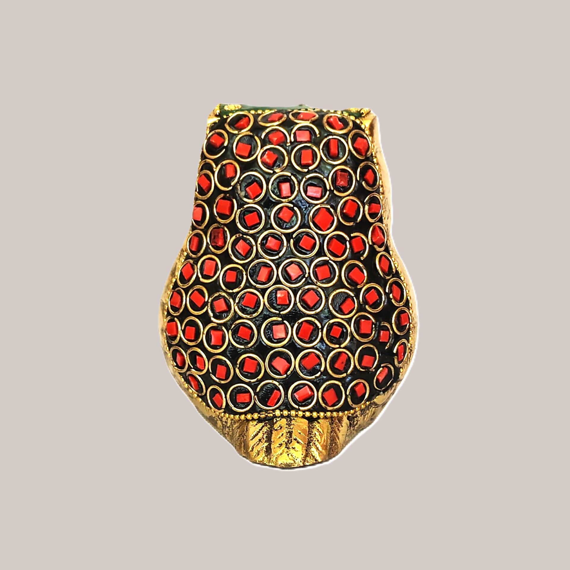 Handcrafted Brass Owl Figurine with Red & Green Stone Inlay | Vastu Feng Shui Wisdom Owl Statue for Home, Office, Study Decor & Auspicious Gifting - Image 4