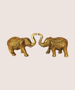 Decorative Elephant Brass Idol | Elephant Trunk Up Statue | Elephant Sculpture for Home Decor, Office, Puja | Animal Figurines | Decorative Murti Brass Gift Showpiece