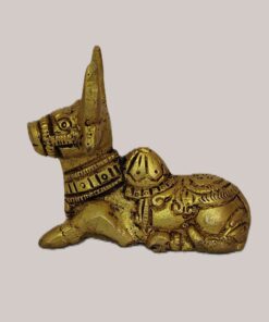 Handcrafted Brass Nandi Bull Statue in Sitting Pose | Vastu Shiva Vahana Idol for Pooja Room, Home Temple, Office Decor & Auspicious Religious Gifting