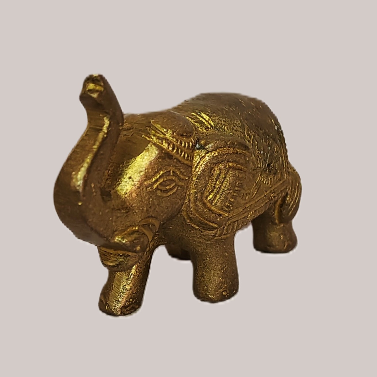 Handcrafted Brass Elephant Figurine with Engraved Design | Vastu Feng Shui Good Luck Trunk Up Elephant Statue for Home, Office, Entrance Decor & Gifting - Image 2