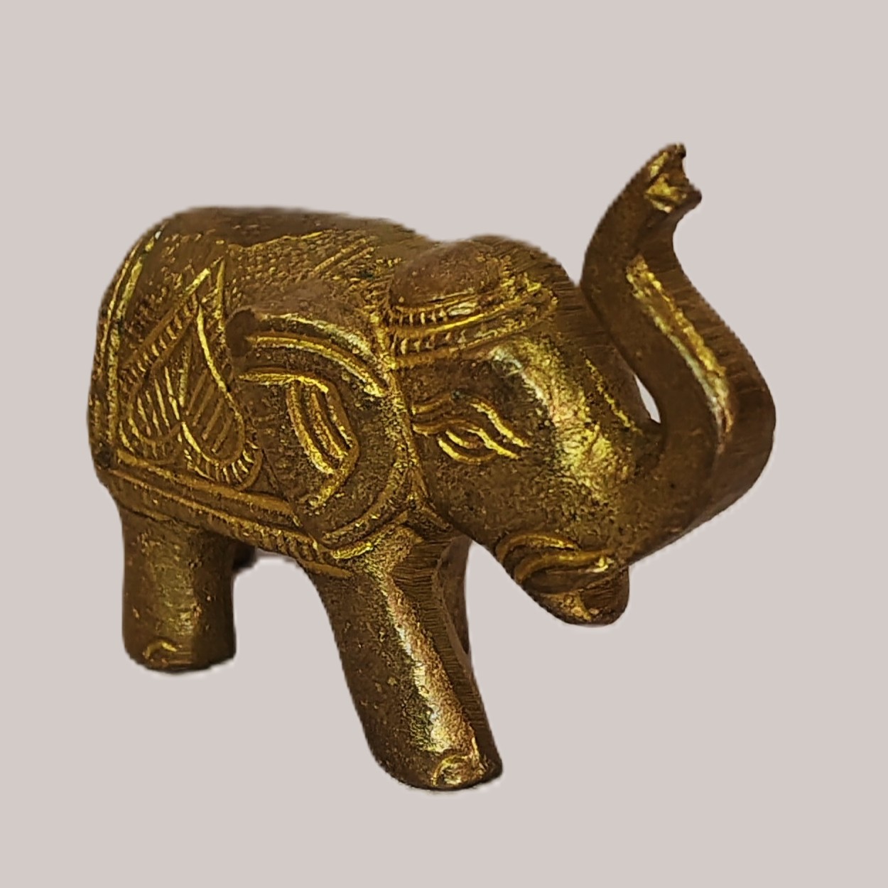 Handcrafted Brass Elephant Figurine with Engraved Design | Vastu Feng Shui Good Luck Trunk Up Elephant Statue for Home, Office, Entrance Decor & Gifting - Image 3