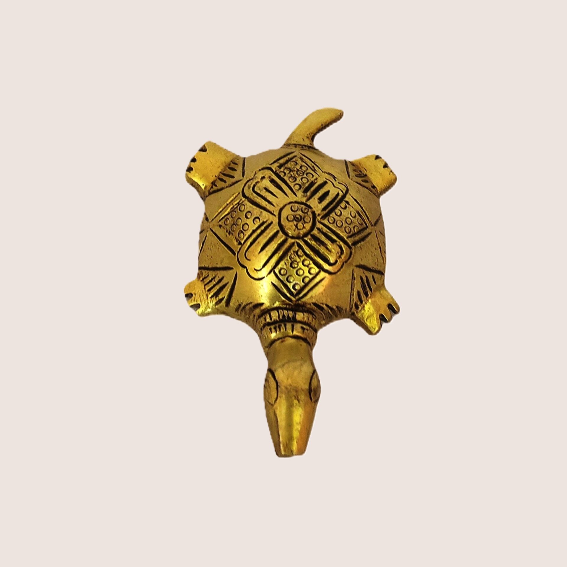 Handcrafted Brass Tortoise Figurine with Engraved Floral Shell | Vastu Feng Shui Good Luck Kachua Statue for Home, Office, Pooja Decor & Auspicious Gifting - Image 2