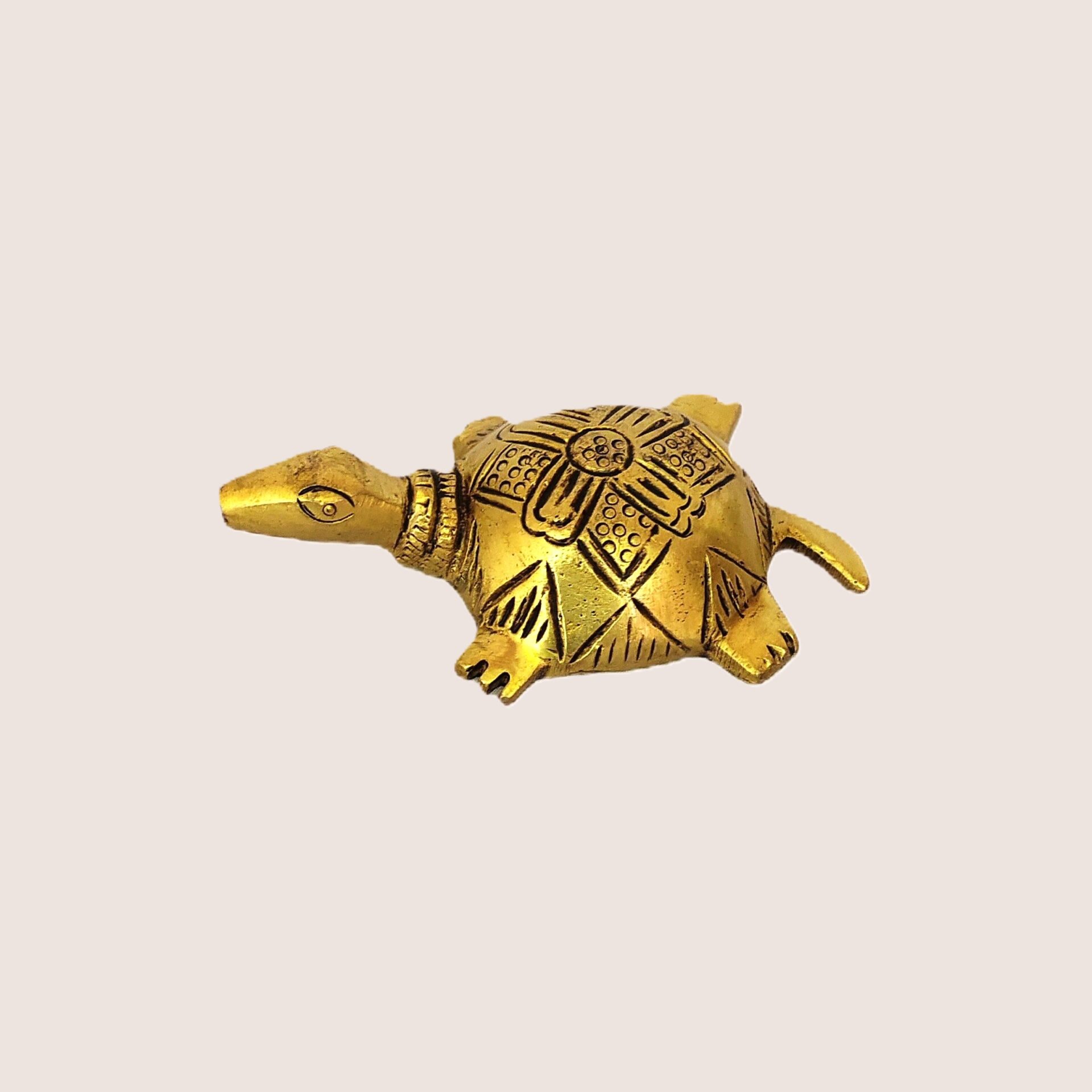 Handcrafted Brass Tortoise Figurine with Engraved Floral Shell | Vastu Feng Shui Good Luck Kachua Statue for Home, Office, Pooja Decor & Auspicious Gifting - Image 3
