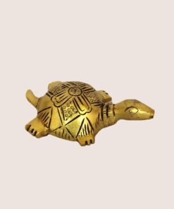 Handcrafted Brass Tortoise Figurine with Engraved Floral Shell | Vastu Feng Shui Good Luck Kachua Statue for Home, Office, Pooja Decor & Auspicious Gifting